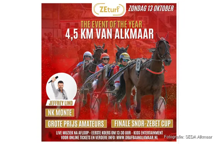 Zondag 13 oktober ‘Event of the Year’ op de Alkmaarse Drafbaan!